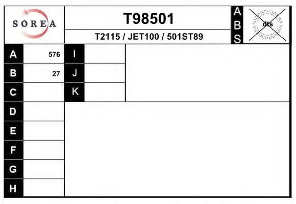 EAI T98501 Полуось в сборе для JEEP