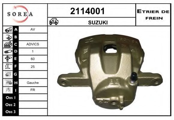 EAI 2114001 Тормозной суппорт EAI для SUZUKI
