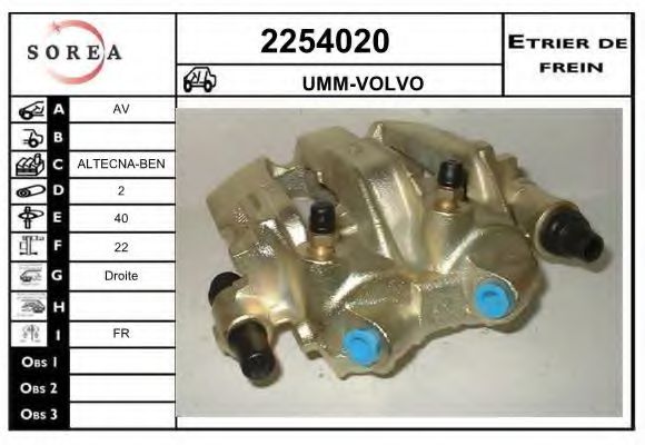 EAI 2254020 Тормозной суппорт для VOLVO 940