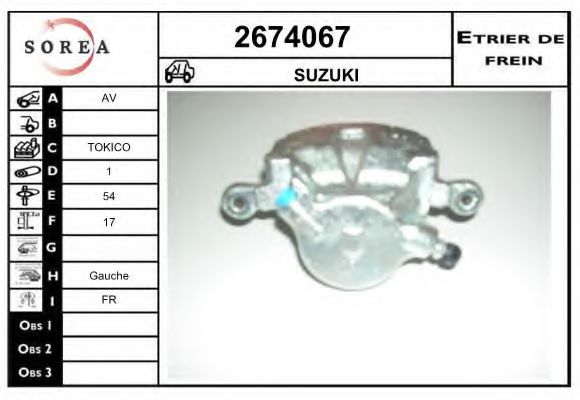 EAI 2674067 Тормозной суппорт EAI для SUZUKI