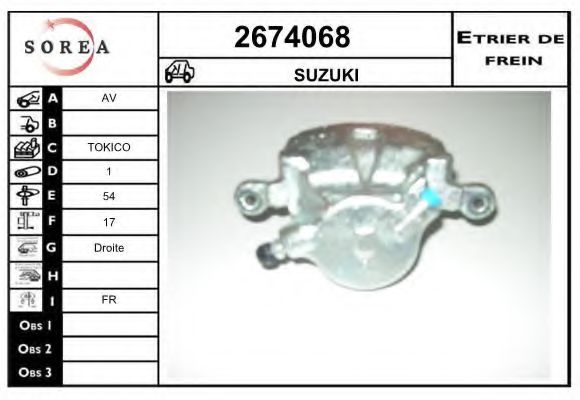 EAI 2674068 Тормозной суппорт EAI для SUZUKI
