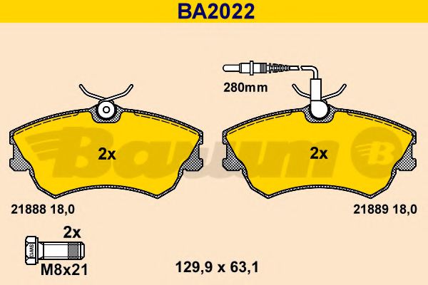 BARUM BA2022 Тормозные колодки BARUM для RENAULT