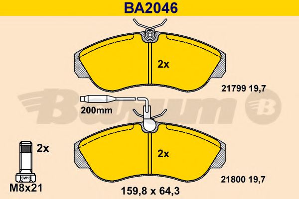 BARUM BA2046 Тормозные колодки BARUM для FIAT