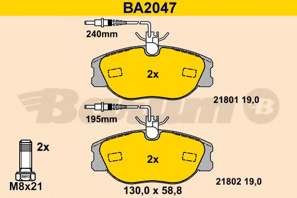 BARUM BA2047 Тормозные колодки BARUM для FIAT