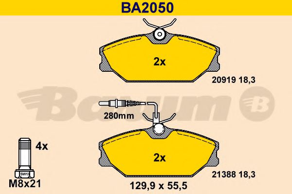 BARUM BA2050 Тормозные колодки для RENAULT 25