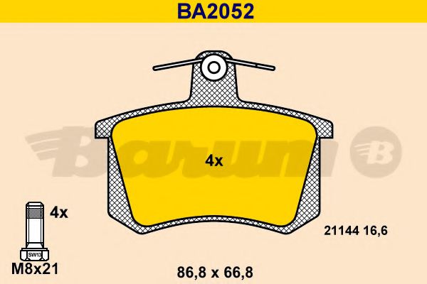 BARUM BA2052 Тормозные колодки для AUDI V8