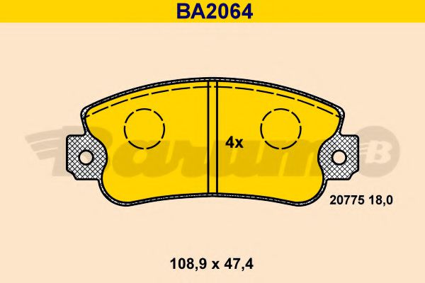 BARUM BA2064 Тормозные колодки для FIAT UNO