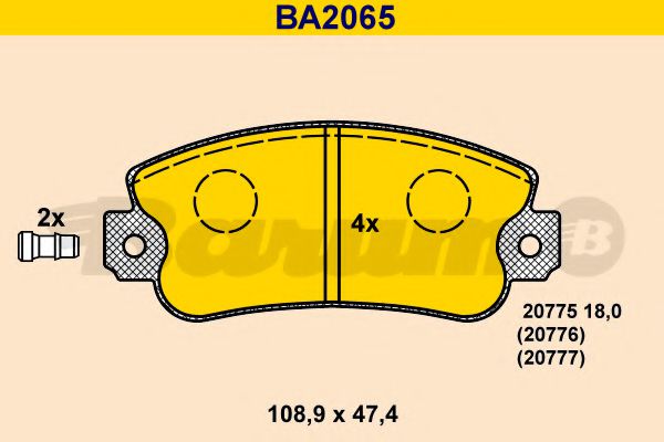 BARUM BA2065 Тормозные колодки BARUM для SEAT