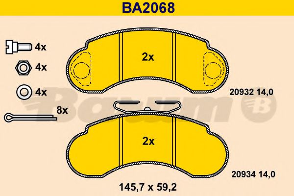 BARUM BA2068 Тормозные колодки для MERCEDES-BENZ 100