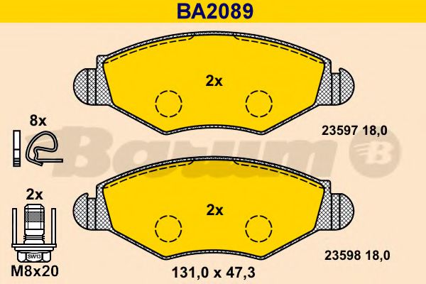 BARUM BA2089 Тормозные колодки BARUM для PEUGEOT