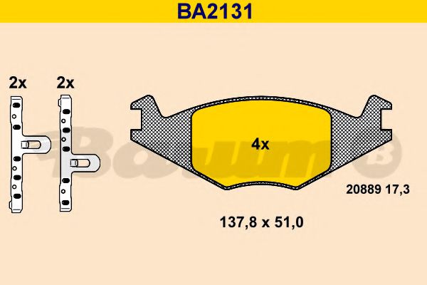 BARUM BA2131 Тормозные колодки BARUM для SEAT