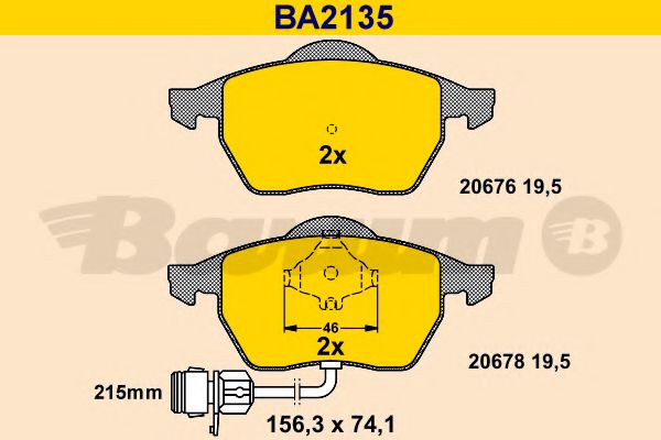 BARUM BA2135 Тормозные колодки BARUM для AUDI