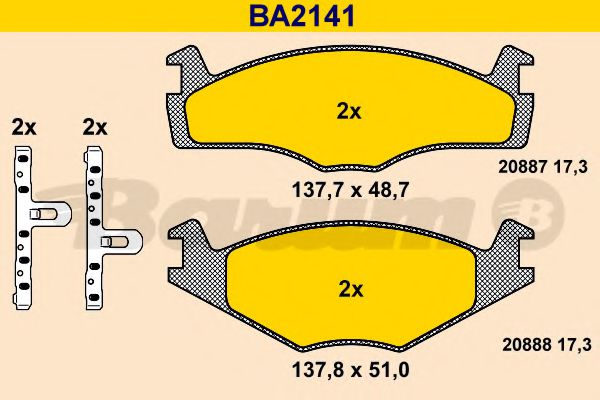 BARUM BA2141 Тормозные колодки для VOLKSWAGEN POLO 2 CLASSIC (86C, 80)