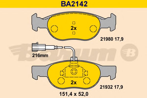 BARUM BA2142 Тормозные колодки BARUM для FIAT