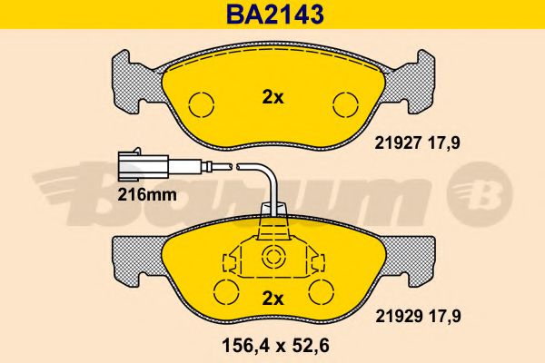 BARUM BA2143 Тормозные колодки BARUM для ALFA ROMEO 146