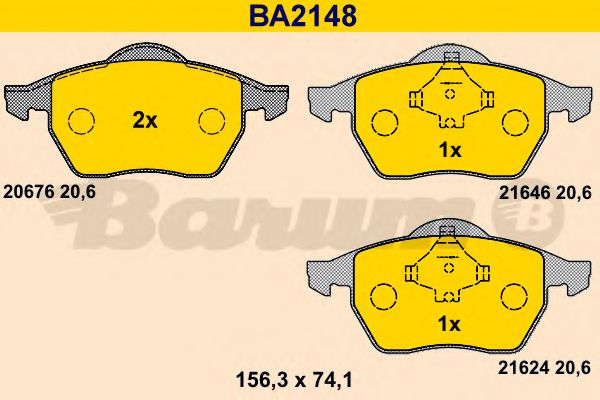 BARUM BA2148 Тормозные колодки BARUM для AUDI