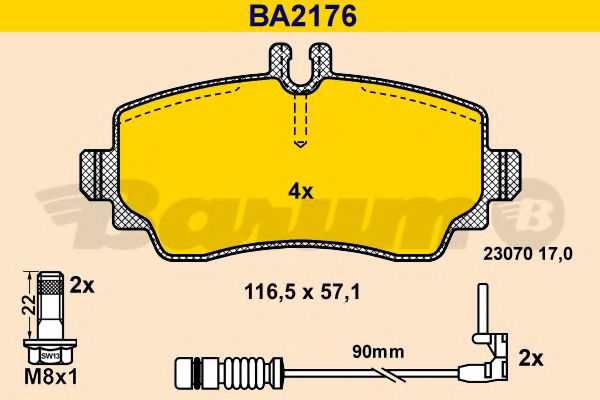 BARUM BA2176 Тормозные колодки BARUM для MERCEDES-BENZ