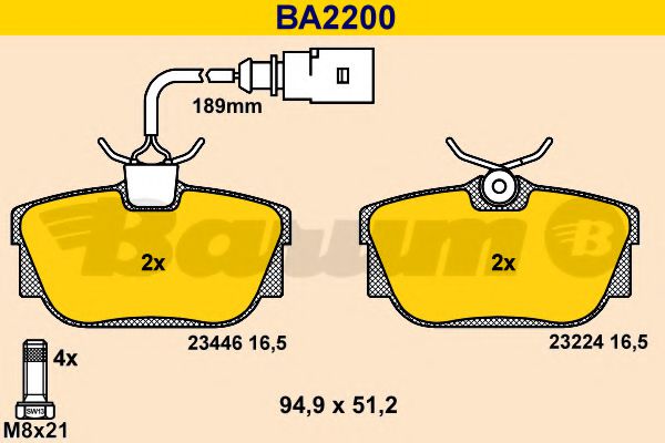 BARUM BA2200 Тормозные колодки BARUM для SEAT