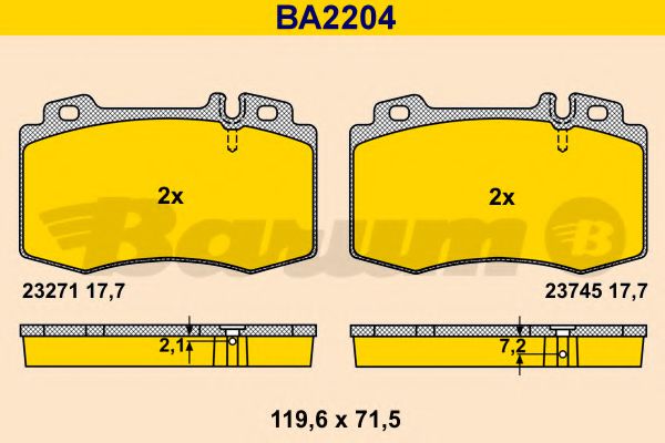 BARUM BA2204 Тормозные колодки BARUM для MERCEDES-BENZ