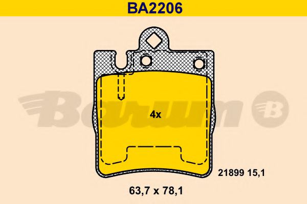 BARUM BA2206 Тормозные колодки BARUM для MERCEDES-BENZ