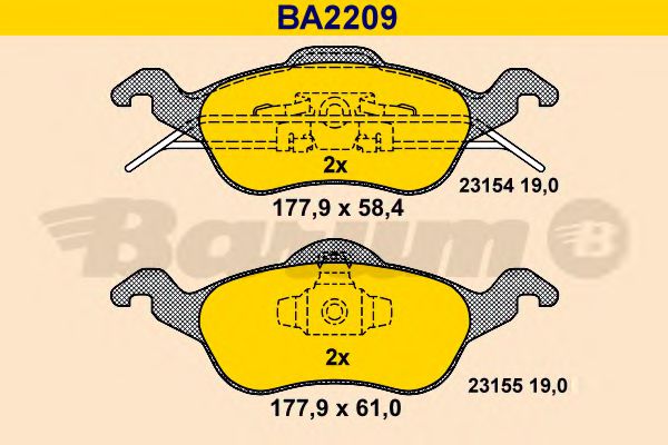 BARUM BA2209 Тормозные колодки BARUM для FORD