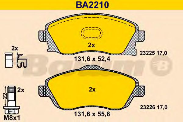 BARUM BA2210 Тормозные колодки для OPEL TIGRA TwinTop