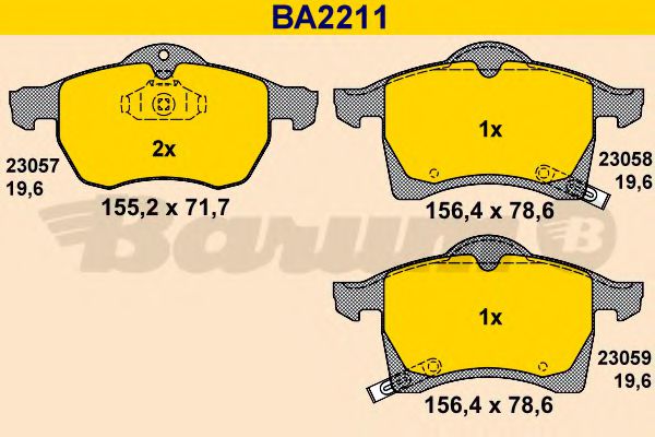 BARUM BA2211 Тормозные колодки BARUM для OPEL