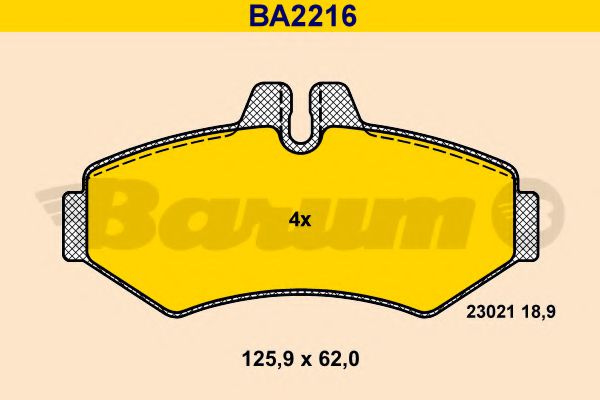 BARUM BA2216 Тормозные колодки BARUM для MERCEDES-BENZ