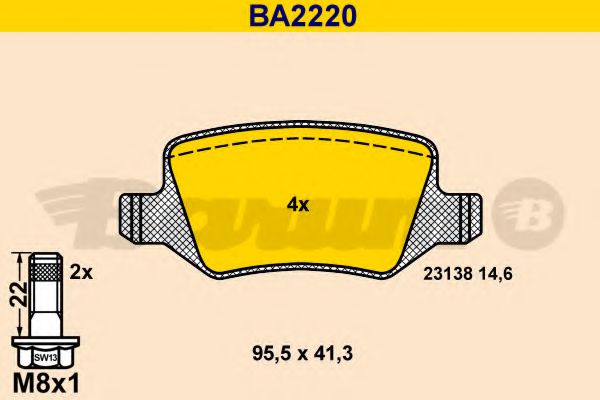 BARUM BA2220 Тормозные колодки BARUM для MERCEDES-BENZ