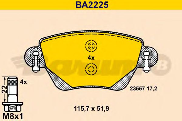 BARUM BA2225 Тормозные колодки для JAGUAR