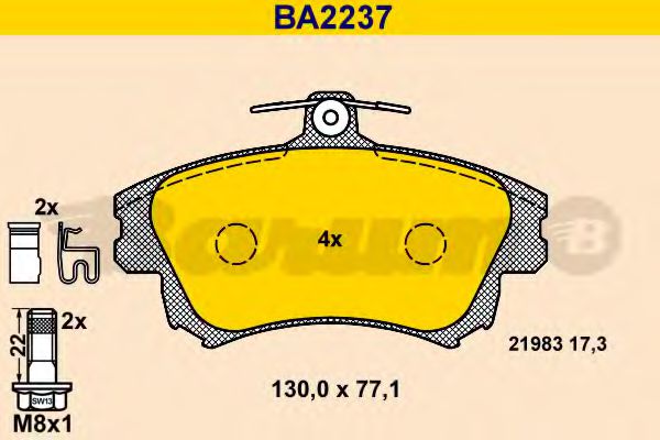 BARUM BA2237 Тормозные колодки BARUM для VOLVO