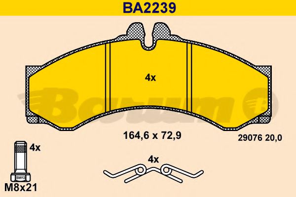 BARUM BA2239 Тормозные колодки BARUM для MERCEDES-BENZ