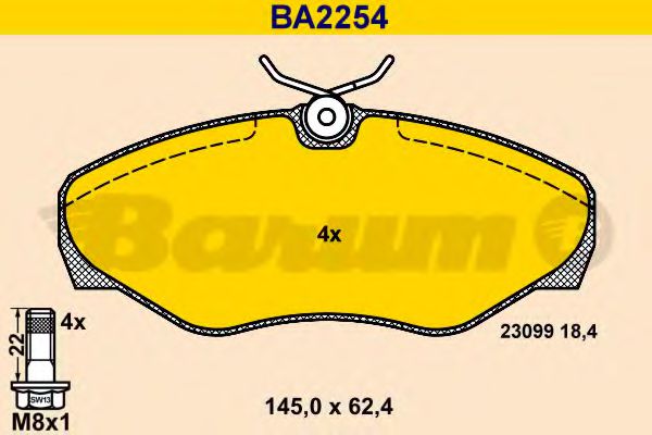 BARUM BA2254 Тормозные колодки BARUM для RENAULT