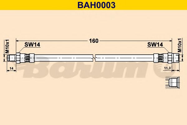 BARUM BAH0003 Тормозной шланг для AUDI 90