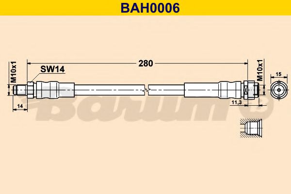 BARUM BAH0006 Тормозной шланг BARUM для MERCEDES-BENZ