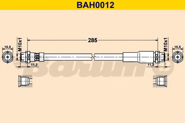 BARUM BAH0012 Тормозной шланг для AUDI 90