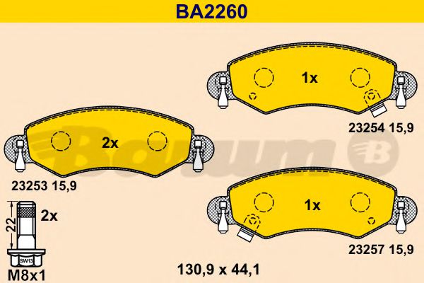 BARUM BA2260 Тормозные колодки BARUM для SUBARU