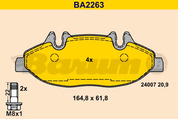 BARUM BA2263 Тормозные колодки BARUM для MERCEDES-BENZ