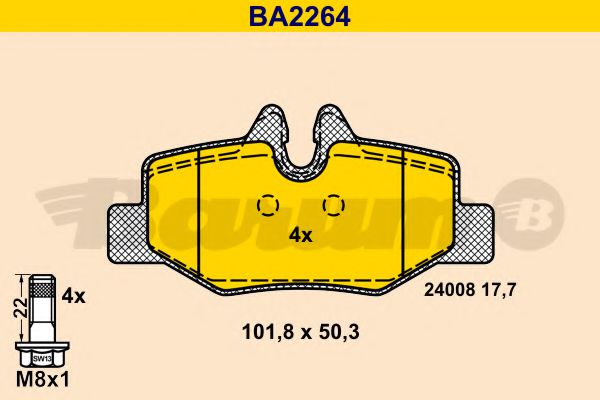 BARUM BA2264 Тормозные колодки BARUM для MERCEDES-BENZ