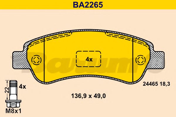 BARUM BA2265 Тормозные колодки BARUM для FIAT