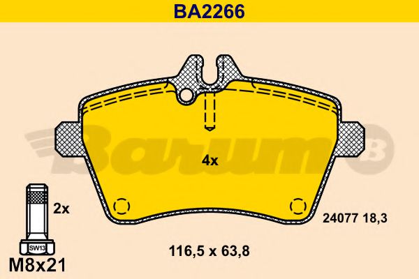 BARUM BA2266 Тормозные колодки BARUM для MERCEDES-BENZ