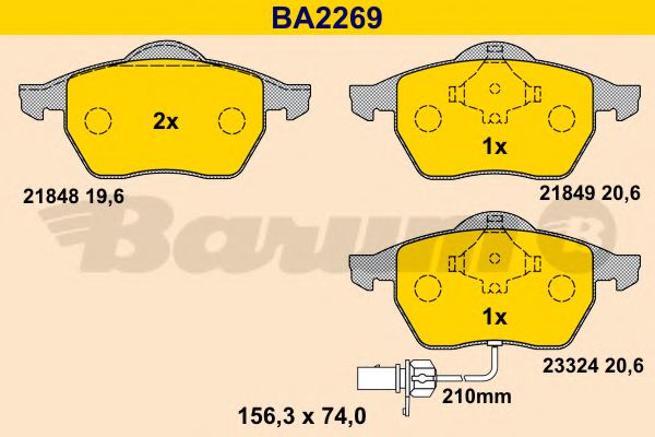 BARUM BA2269 Тормозные колодки BARUM для SEAT