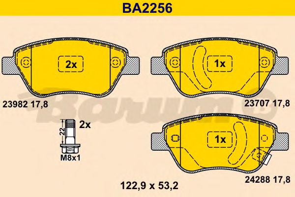 BARUM BA2256 Тормозные колодки BARUM для OPEL