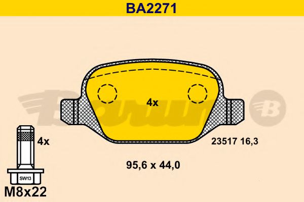 BARUM BA2271 Тормозные колодки BARUM для FIAT