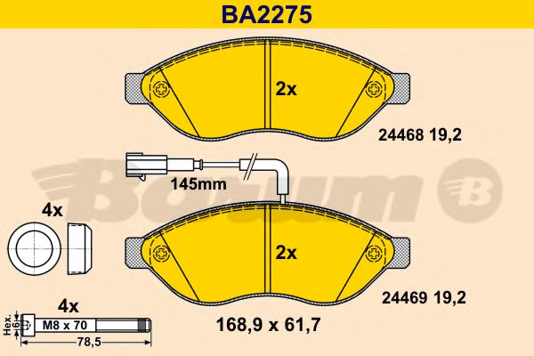 BARUM BA2275 Тормозные колодки BARUM для FIAT