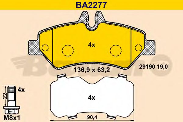 BARUM BA2277 Тормозные колодки BARUM для MERCEDES-BENZ