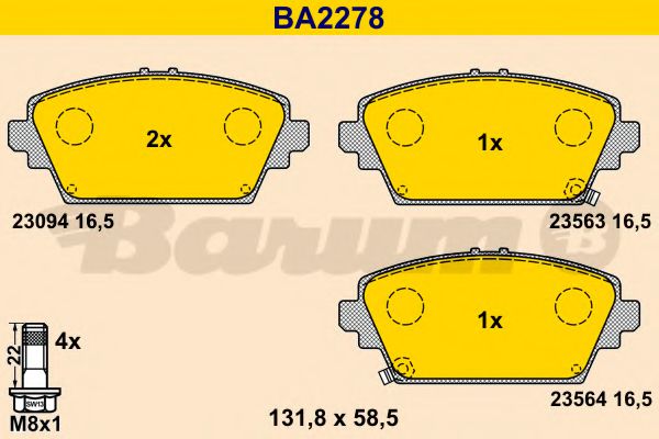 BARUM BA2278 Тормозные колодки BARUM для HONDA