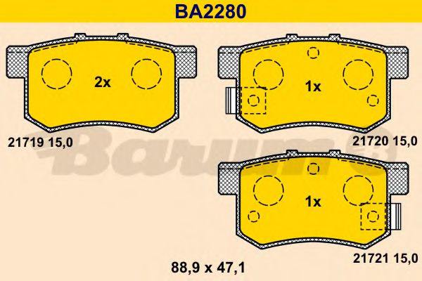BARUM BA2280 Тормозные колодки BARUM для HONDA S2000