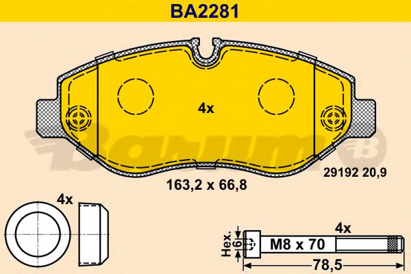BARUM BA2281 Тормозные колодки BARUM для MERCEDES-BENZ