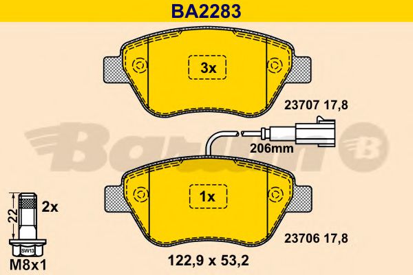 BARUM BA2283 Тормозные колодки BARUM для FIAT